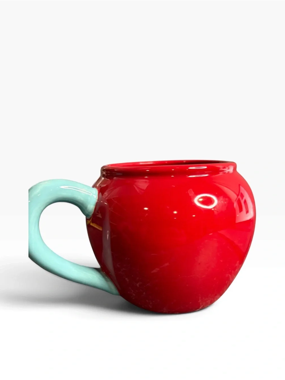 RED SOUTHWESTERN PENDLETON COFFEE MUG WITH TURQUOISE HANDLE
